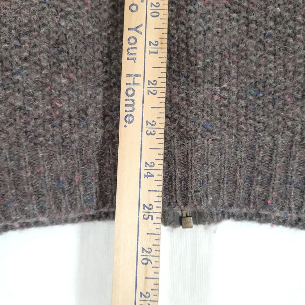 Orvis Wool Knit Sweater Cardigan L Gray Confetti Zip Up grunge grandpa Preppy‎